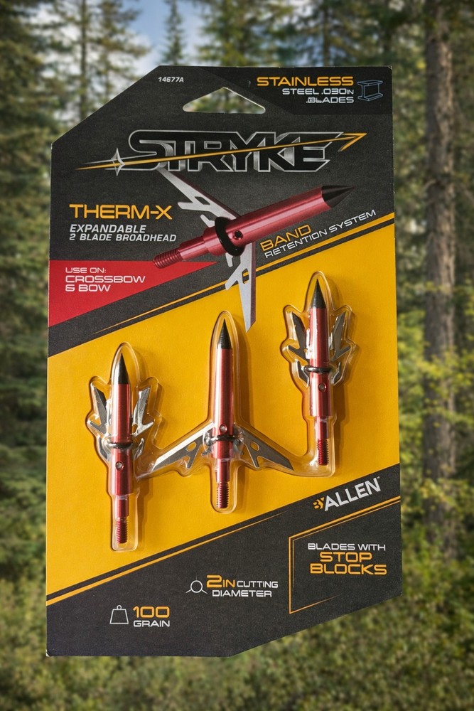 Allen Stryke Therm-X 100 Grain Mechanical Broadhead 3 Pack 2-Blade Expandable