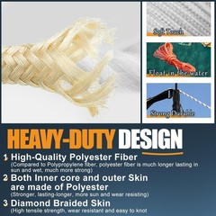100 ft 1/4″ Polyester Rope Comparable to Nylon Rope Poly Strong Utility Cord …
