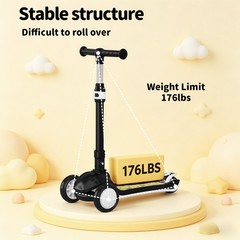 Commugo Kids 3 Wheel Scooter for Ages 3-10 Year Girls/Boys Toddler Scooter Black