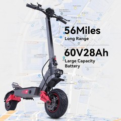 6000W Dual Motors Electric Scooter 11» Off Road Tires 50Mph 60V 28Ah E-Scooter