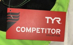 TYR Men’s Size M Black/Lime/White Competitor Tri Singlet NWT