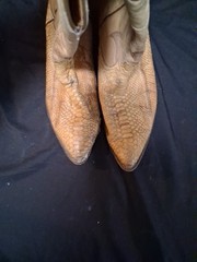 Tony Lama Snakeskin / Leather (?) Western Cowboy Boots Nice Designs