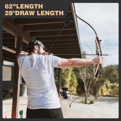 Archery 62″ Takedown Recurve Bow 20lbs-50lbs Wooden Riser Hunting Carbon Arrows