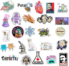 50pcs Laboratory Physics Chemistry Graffiti Stickers Science Einstein Decals