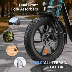 Electric Scooter with Seat & Basket Long Range 1500W 48V 16″ Fat Tires Commuter