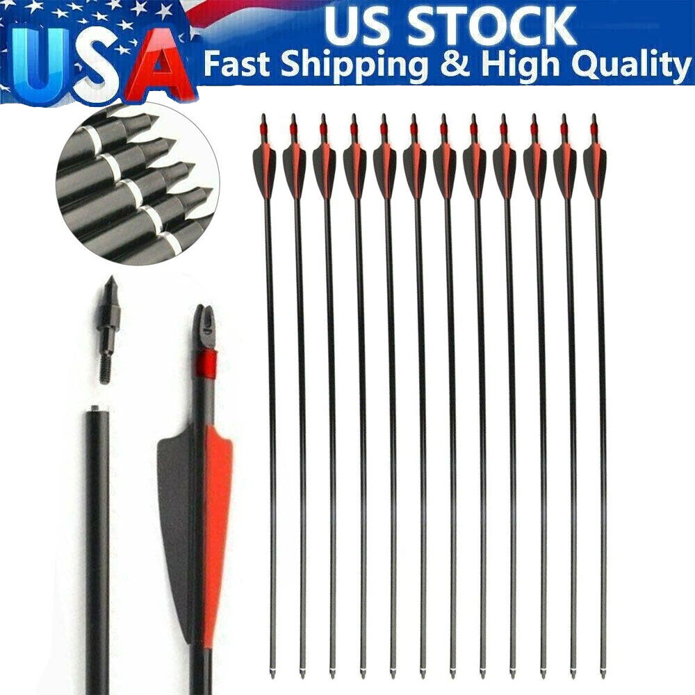 12 Pcs 30inch Fiberglass Arrows Archery OD 8mm For Recurve/Compound bow Hunting