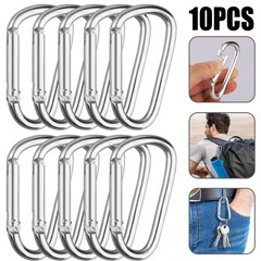 10 PCS Stainless Steel Carabiners Spring Snap Hooks Heavy Duty Keychain Clip NEW