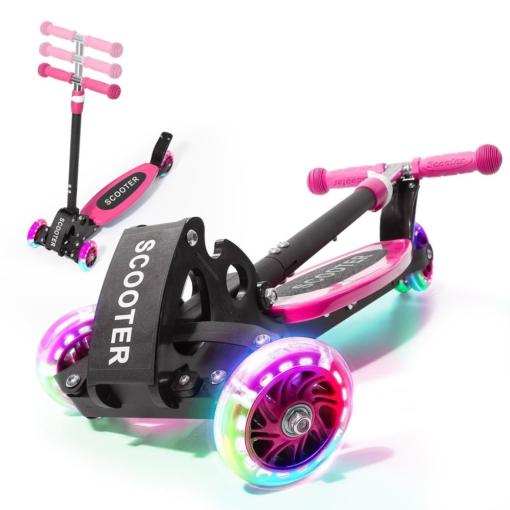 3 Wheel Scooter for Kids Ages 3-12, LED Light-Up Kids Kick Scooter–Portabl