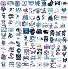 100PCS Suicide Awareness Stickers Suicide Prevention Stickers for Depressed Pers