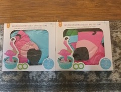 Lot of 2 Inflatable Pink Flamingo Cooler & Ring Toss Game 31.3” X 18” X 18” New