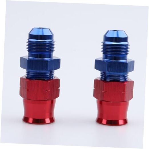 -6 AN Male to 3/8″ Hardline Compression Fitting 6AN to 3/8″ Red/Blue – 2PCS