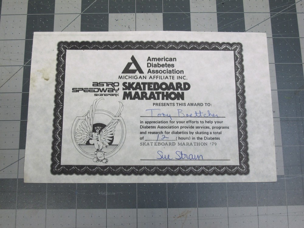 vtg 1970s Astro Speedway Skate Park Skateboard Marathon Award