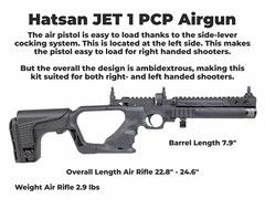 HATSAN Jet I Black .25 cal PCP Air Pistol Converts to Air Rifle with Pellets