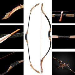 30-50lbs Traditional Recurve Bow Archery Takedown Wooden Horsebow Shooting Hunt