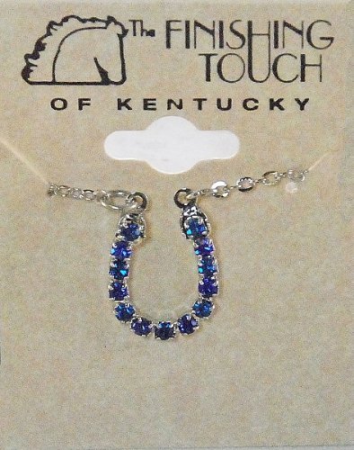 Finishing Touch Blue Rhinestone Horseshoe Necklace – Silver Finish