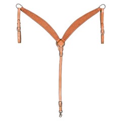 RK HILASON Western Genuine Leather Horse V Shaped Breast Collar Oiled Tan