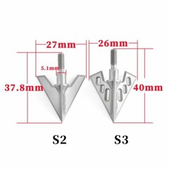 Archery Broadheads 100 Grain Compound Bow Hunting 3 Blade Fixed Arrowheads Tip