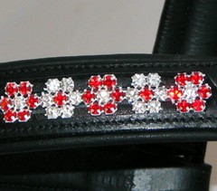 FSS Red Siam Aquamarine Blue FLOWER Rhinestone BLING Crystal Padded BROWBAND NEW