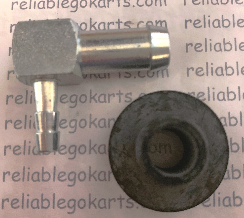 Tank-fitting elbow and grommet (both pieces, sold as set)