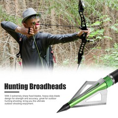 12pcs Hunting Broadheads 100 Grain 3 Blade Broad Arrow Heads Arrows Screw Tips