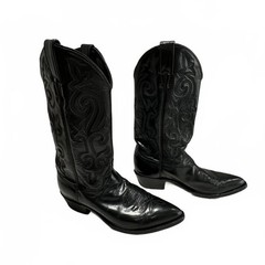 Vintage 90’s Justin 1434 Black Leather Cowboy Boots Made in USA Size 8.5D