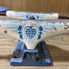 Thunder Skateboard Trucks Blue White Grenade Heart 7.75” Used VTG