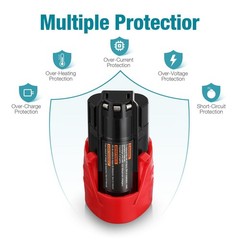 2 Pack 12V 3.0Ah M12 Replacement Battery for Milwaukee Lithium-ion Battery Co…