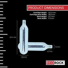Redrock 38 gram CO2 cartridge 3/8″ diameter with 24/in threads