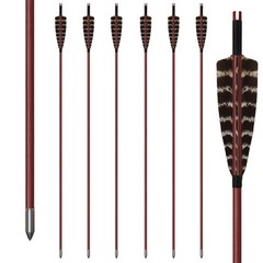 12pcs 33″ Handmade Falcon Red Shaft Wooden Arrow 5″ Eagle Feather Recurve Bow