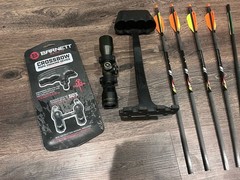 Barnett Quad 400 Camo Crossbow Scope Quiver Bolts Cocking Device Broadheads Wax