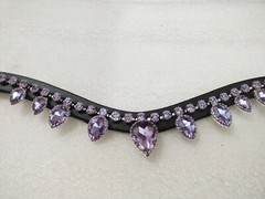 Antique Light Purple Crystal Leather Bridle Browband All Size & Color Available