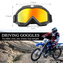 Dirt Bike Goggles, Windproof ATV Off-Road Goggle, Wide Vision Riding Black-red