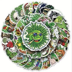 50 Piece Weed Leaves Stickers Smoking Graffiti for Skateboard Luggage Laptop USA