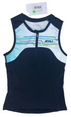 New 2XU Core Youth Tri Singlet BLK/Oasis Medium Unisex Kids Front Zip 3 Pockets