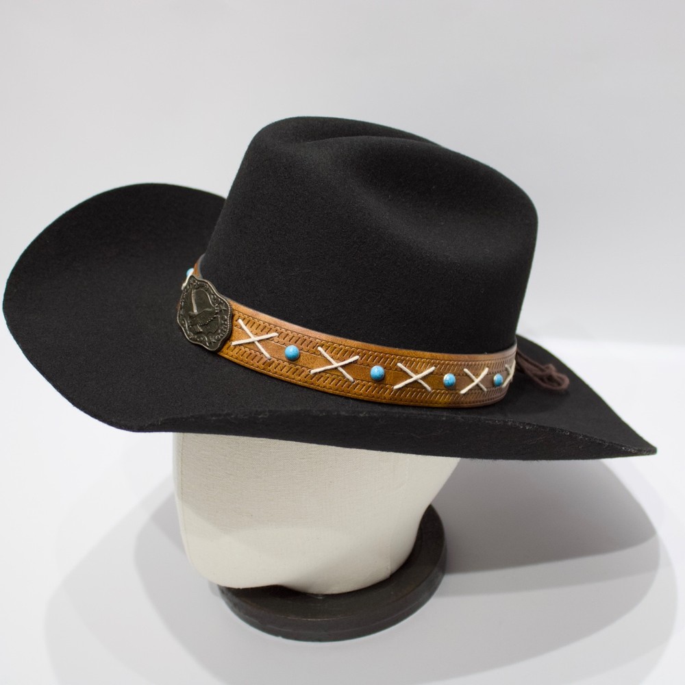 VTG Justin Milano Hat Co. 3X Black 100% Wool Cowboy Hat ~ Size 7 1/8 (56.5cm)