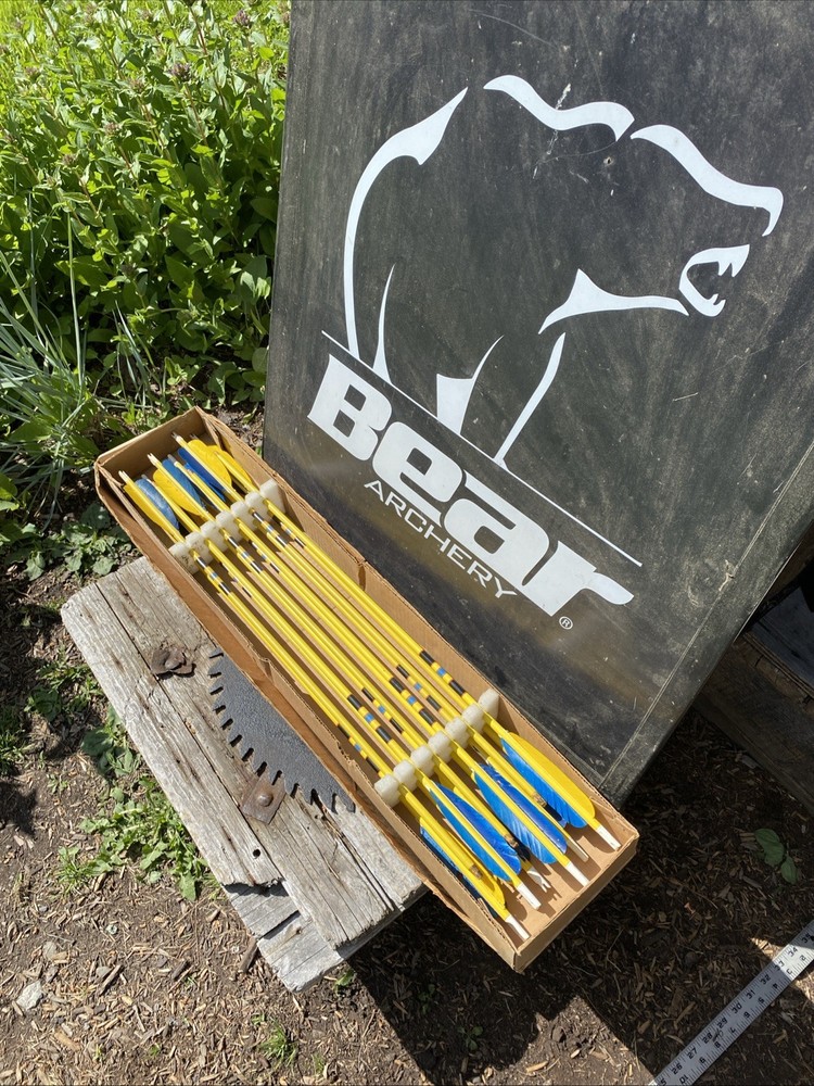 Vintage Lot Of 12 Wood Shaft Practice Arrows Some Need New Feathers