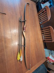 Rare Crestwood Recurve Bow 56 in 55lb Draw Wood With Quiver And Arrows