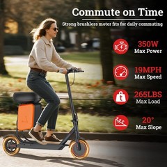 LADPED Electric Scooter with Seat for Adults 8.5″ Solid 19MPH Commuter E-Scooter