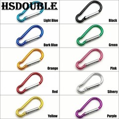 10 PCS Aluminum Carabiner D Shape Spring Clip Snap Key Hook Keychain Buckle