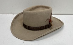 Vintage 80s Eddy Bros Men’s Beige B-Bar-B Ranch Wool Cowboy Hat Sz 7 3/8