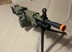 Cybergun x FN M249 MINIMI «Featherweight» Airsoft Machine Gun W/ A&K 1500rd Box