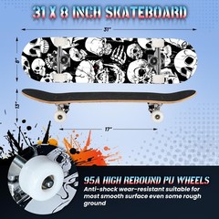 Pro Complete Skateboards for Beginners Girls Boys Kids Youths Teens Adults 31…