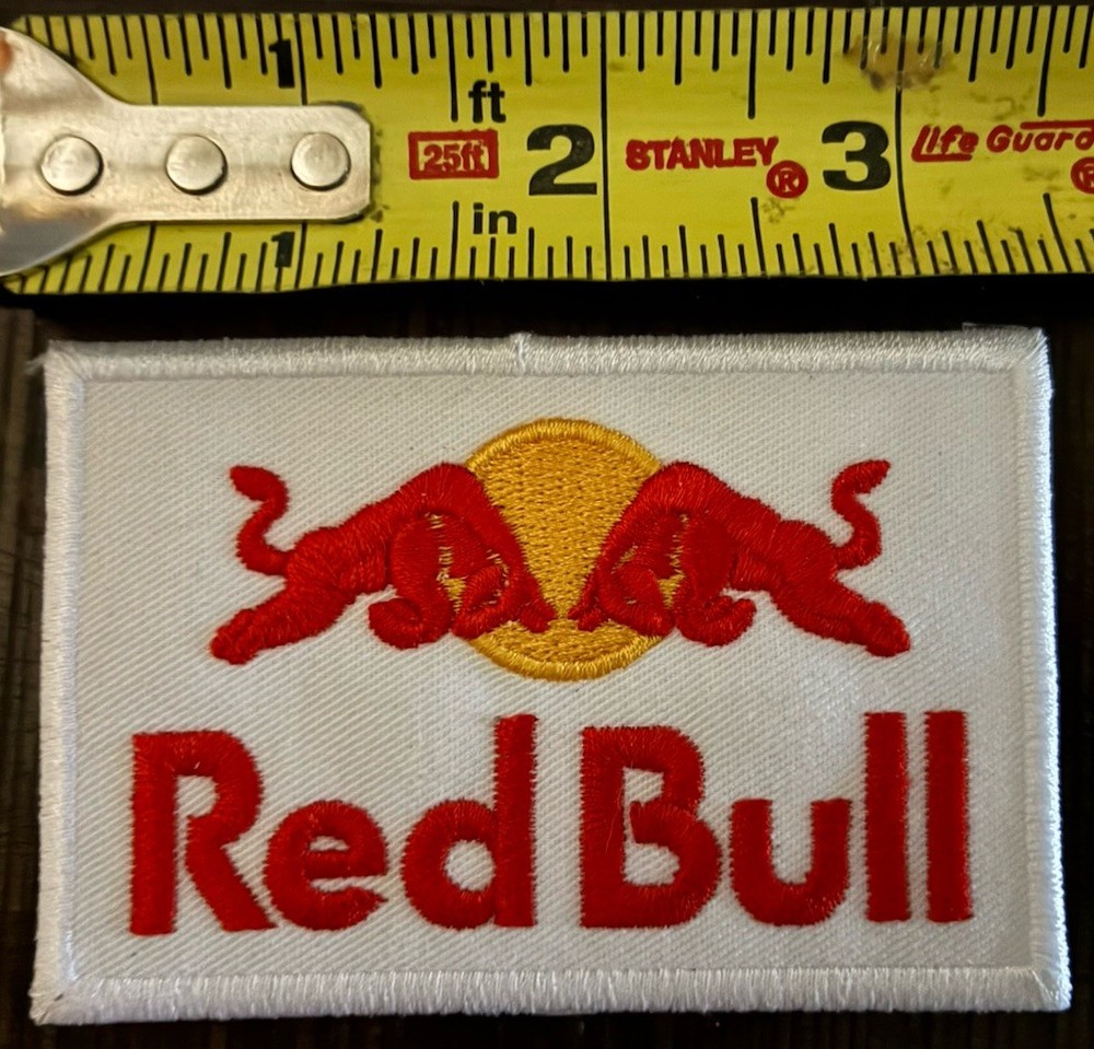 1 Red Bull Iron On Patch White 3.5” x 2.5”