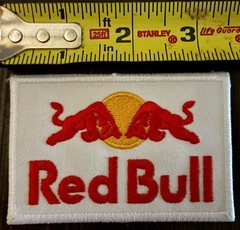 1 Red Bull Iron On Patch White 3.5” x 2.5”