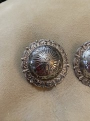 Vintage Fleming Sterling Overlaid Loop Headstall Conchos Rosettes Spurs Bridle