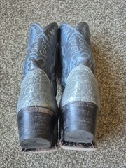 Justin 2225 Grey Blue Leather Cowboy Boots Men’s Size 8.5 E USA