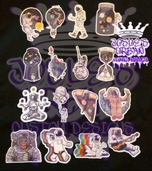 16pcs Space Astronaut Stickers Glossy Stickers