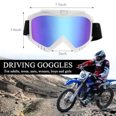 Yourkar Dirt Bike Goggles, Windproof ATV Off-Road Goggle, Wide White-colorful