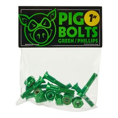 Pig Skateboard Mounting Hardware Phillips Green 1″