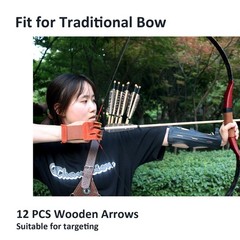 12 Pcs Archery Wooden Arrows with Feathers Handmade Targeting Arrows for Trad…